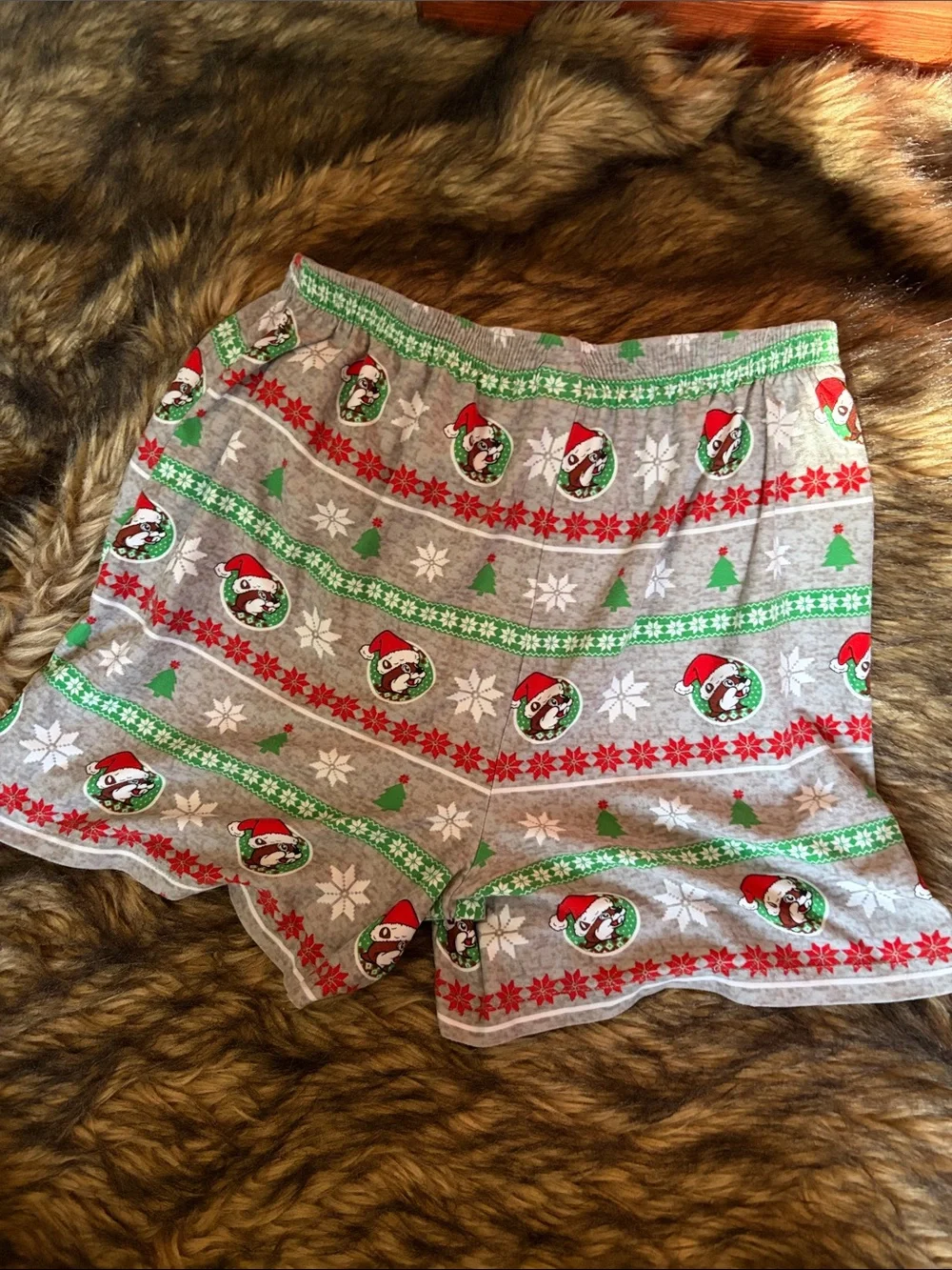 Bucees Pijama Shorts Fair Isle Christmas Theme Beaver Gas Station Size Medium